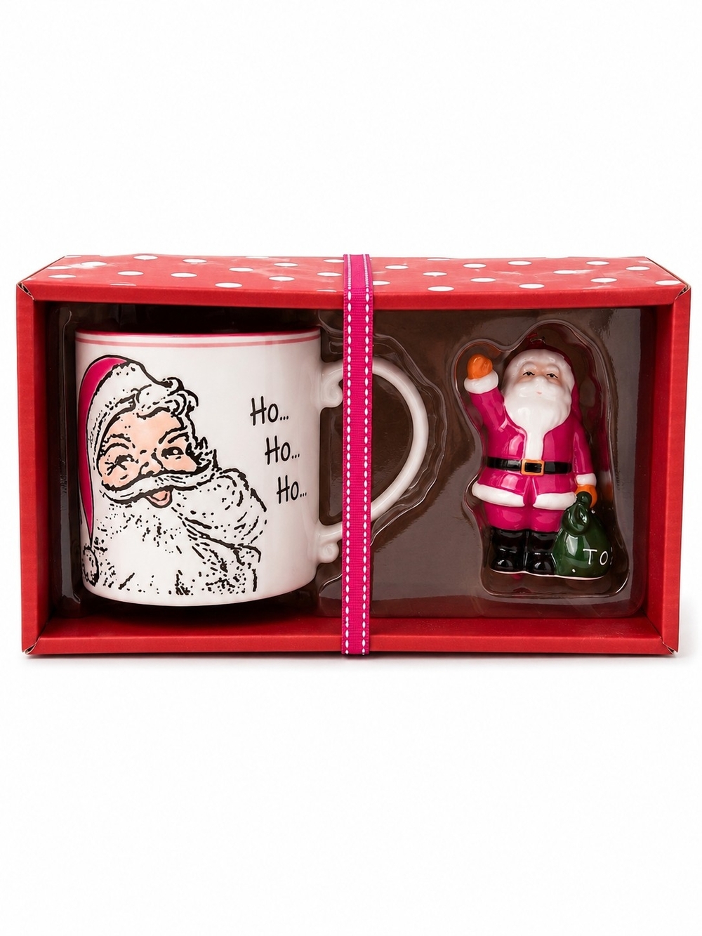 Christmas Santa Ho Ho Ho Mug Ornament Gift Set New In Box